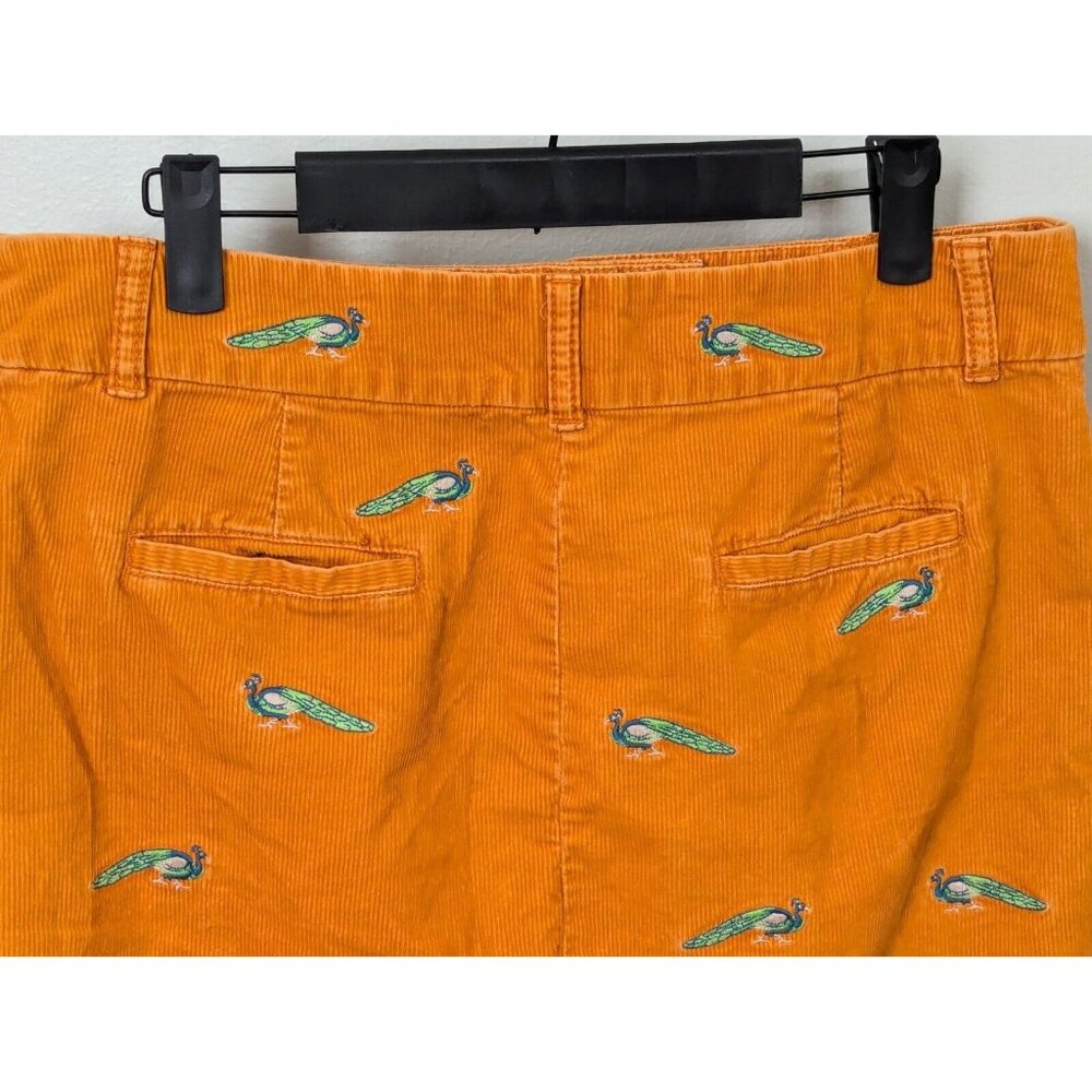 Vintage J. Crew Corduroy Critter Skirt Peacock Embroidery Orange Size 10 - Picture 6 of 9